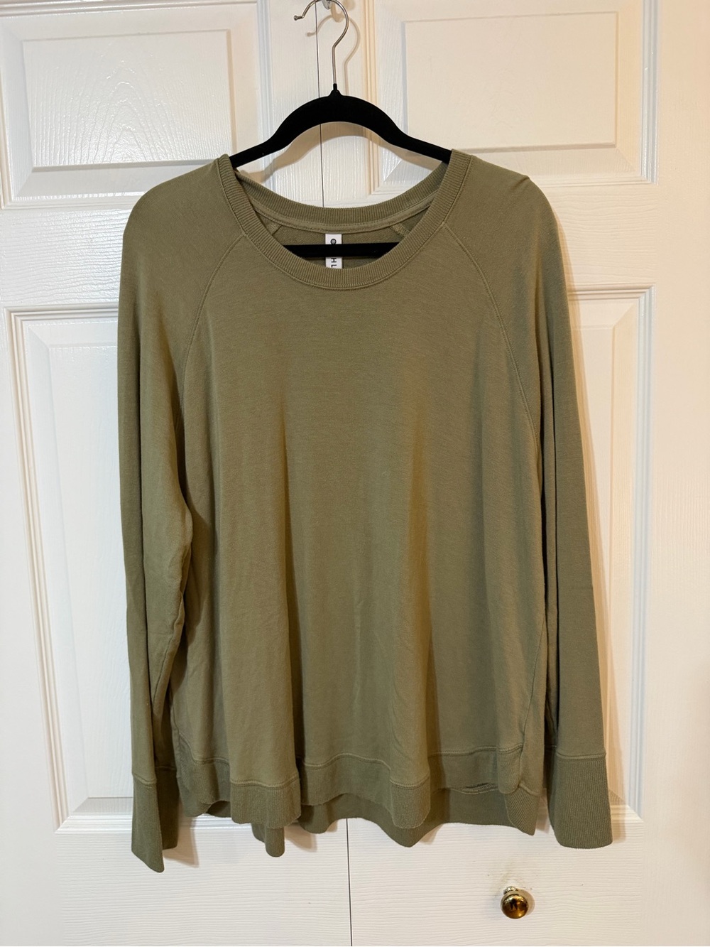 Athleta Olive Crewneck Long Sleeve Top